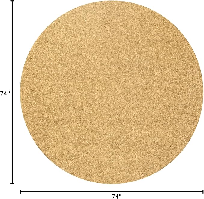 JONATHAN Y Haze Solid Low-Pile Mustard 6' Round Indoor Area Rug, Coastal,Bohemian,Minimalist,Classic, Easy-Cleaning for Living Room,Bedroom,Kitchen,Pet Friendly,Non-Shedding (SEU100B-6R)