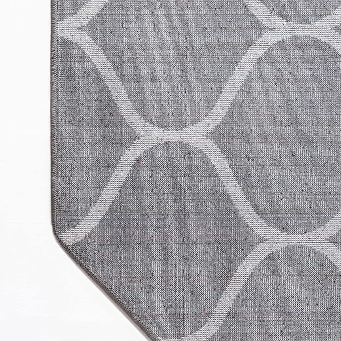 Rugs.com Lattice Frieze Collection Rug – 7' 10 Octagon Dark Gray Medium Rug Perfect for Living Rooms, Kitchens, Entryways