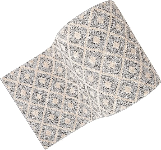 Well Woven Custom Size Hallway Stair Runner - Choose Your Length - Ainsley Grey Diamond Trellis Geometric Tribal - 31 Inches Wide x 19 Feet Long Runner (31" x 19' Runner) Rug