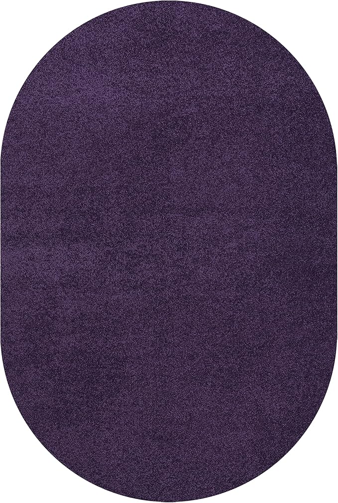 Eyely UES100N-5OV Supersoft Haze Solid Low-Pile Indoor Area Rug, Coastal, Bohemian, Minimalist, Classic, Casual for Bedroom,Kitchen,Living Room,Non Shedding,Easy-Washing, Purple, 5 X 8 Oval