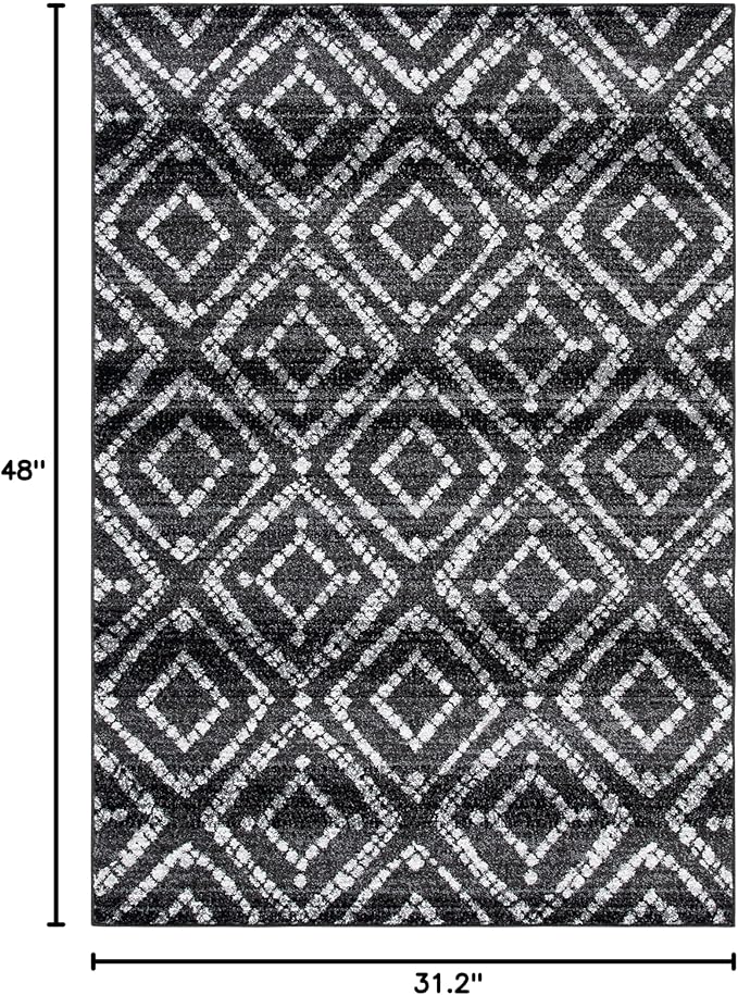 SAFAVIEH Adirondack Collection Accent Rug - 2'6" x 4', Black & Ivory, Modern Distressed Design, Non-Shedding & Easy Care, Ideal for High Traffic Areas in Entryway, Living Room, Bedroom (ADR131A)