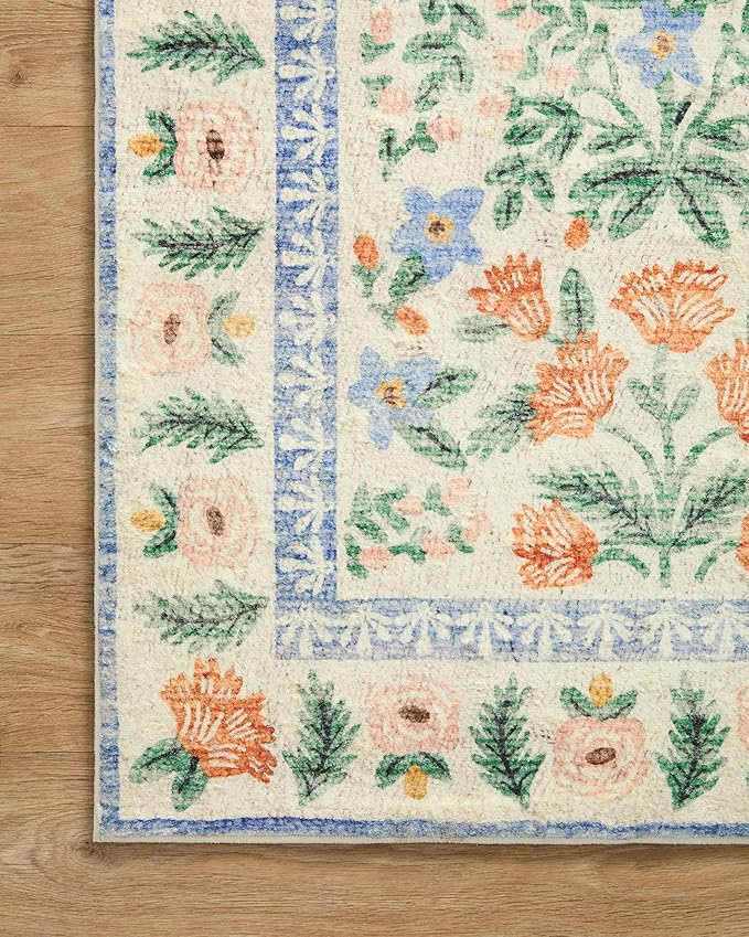 Loloi Rifle Paper Co. Eden Collection EDE-02 Mughal Garden Cream 2'-6" x 7'-6" Runner Rug feat. CloudPile™