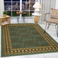 Antep Rugs Alfombras Modern Bordered 4x6 Non-Skid (Non-Slip) Low Profile Pile Rubber Backing Indoor Area Rugs (Green, 4' x 5'8")