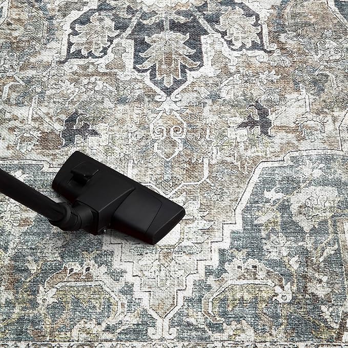 Keen Home Design 9x12 Rug - Machine Washable Area Rug with Non-Slip Backing, Ideal for Living Room, Dining Room, Bedroom - Vintage, Easy Clean, Durable, Low Pile - (9' x 12')