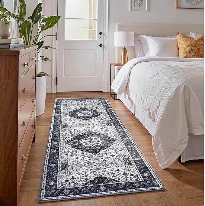 2x6 Area Rug,Boho Vintage Oriental Washable Rugs,Collapsible Area Rug for Bedroom, Entryway, Kitchen, Bathroom