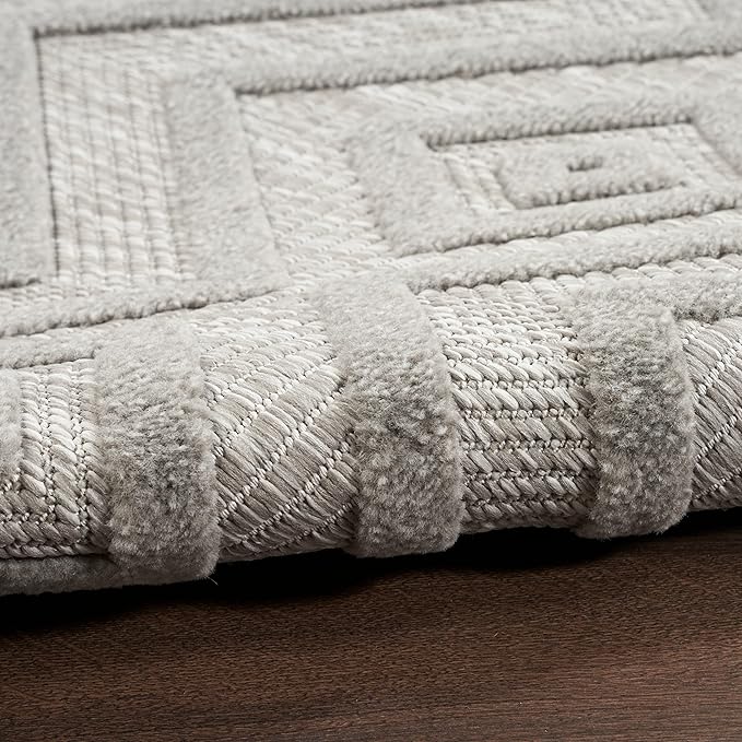 Nourison Home Versatile Silver Grey 4' x 6' Area Rug - Easy Clean, Non Shedding, Bed Room, Living Room, Dining Room, Kitchen (4' x 6')
