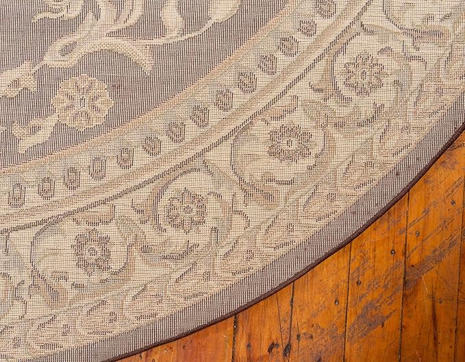 Unique Loom Versailles Collection Traditional Classic Medallion Floral Motif Area Rug (6' 0 x 6' 0 Round, Brown/ Ivory)
