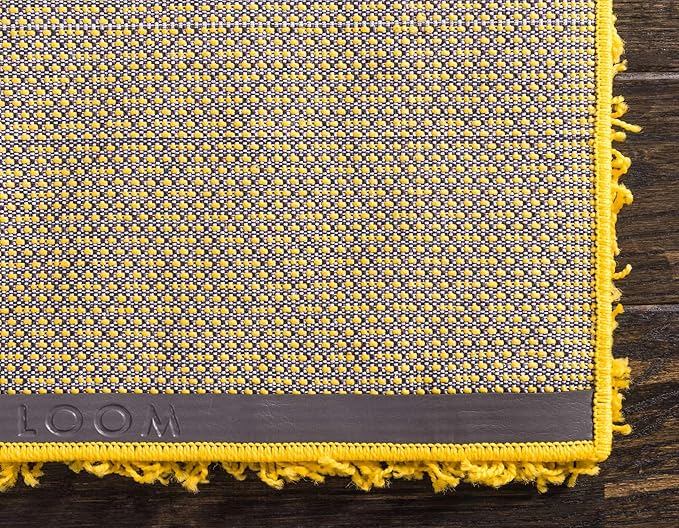 Unique Loom Solid Shag Collection Area Rug (7' 10" x 10' Rectangle, Tuscan Sun Yellow)