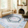 Fame Living Washable Area Rug. Modern Farmhouse. Vintage. Turkish. Bohemian. Distressed. Oriental. Traditional. Rugs for Living Room. Dining. Bedroom. Office. Entryway. Foyer. (856PBl, 9'5" x 14')