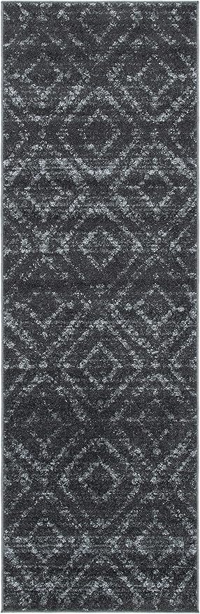 SAFAVIEH Adirondack Collection Runner Rug - 2'6" x 12', Dark Grey & Grey, Modern Diamond Distressed Design, Non-Shedding & Easy Care, Ideal for High Traffic Areas in Living Room, Bedroom (ADR131F)