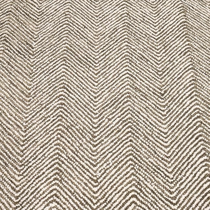 Modern Herringbone Chevron Collection Handcrafted Wool Area Rug - Durable, Zigzag Pattern, for High Traffic, Contemporary Design for Living Room, Bedroom, Dining Room Decor (Dark Olive, 7' x 7')