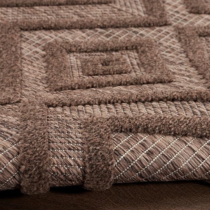 Nourison Home Versatile Brown 4' x Round Area Rug - Easy Clean, Non Shedding, Bed Room, Living Room, Dining Room, Kitchen (4' x Round)