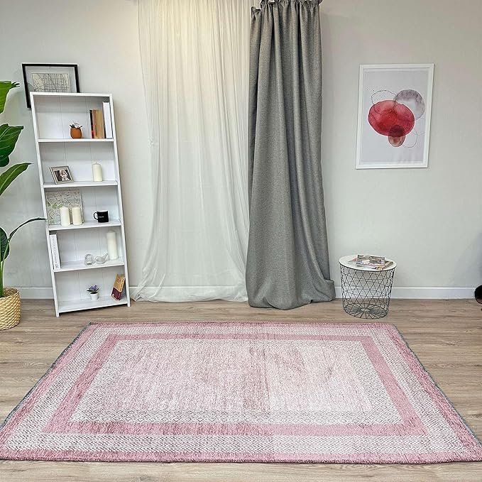 Alfa Rich 5x8 Mauve Lilac Washable Area Rugs for Living Room Bedroom Kitchen Cotton Rug