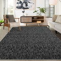 RUGSREAL 6x9 Large Bedroom Area Rug Soft Modern Area Rug for Living Room Non-Slip Stain Resistant Abstract Bedroom Throw Floor Carpet Contemporary Rug Solid Rug for Dining Room Office, Black
