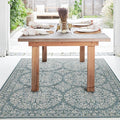 FH Home Flat Woven Outdoor Rug - Waterproof, Easy to Clean, Stain Resistant - Premium Polypropylene Yarn Farmhouse - Patio,Deck,Porch,Balcony,Laundry - Marbella - Ocean - 3ft 11 in x 5ft 6in