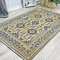 Alfa Rich 3x5 Gold Navy Blue Washable Area Rugs for Living Room Bedroom Kitchen Dining Cotton Runner