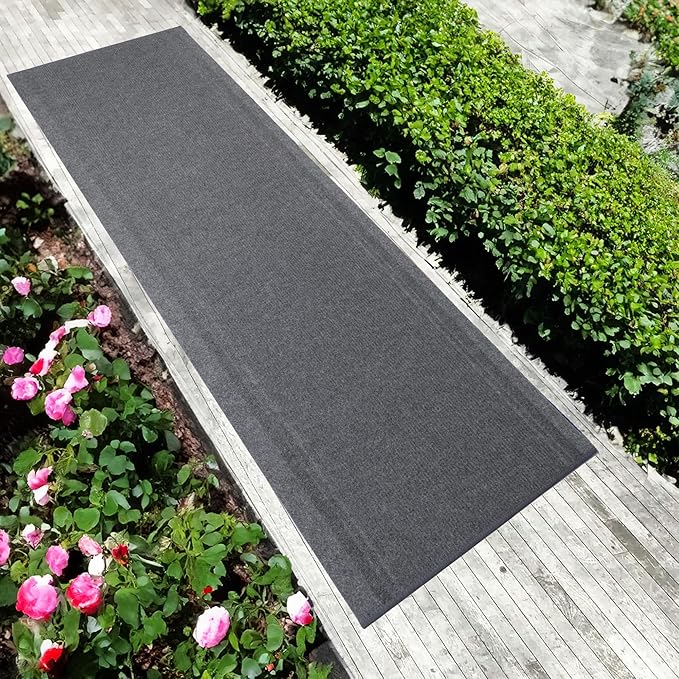 English Home Custom Size Non Slip Striped Design Light Weight Durable PVC Backing Thin Pile Runner Rug (36" x 9')