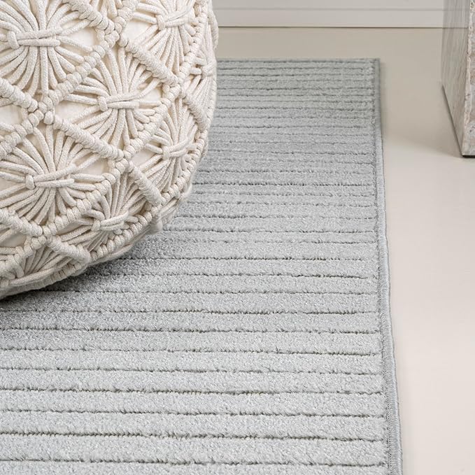 JONATHAN Y Hallie High-Low Curve Light Blue/Cream 8x10 Indoor/Outdoor Area Rug, Minimalist Geometric, Pet Friendly, for Patio, Backyard, Living Room, Bedroom, Office, Hose-Washable (SCN100E-8)