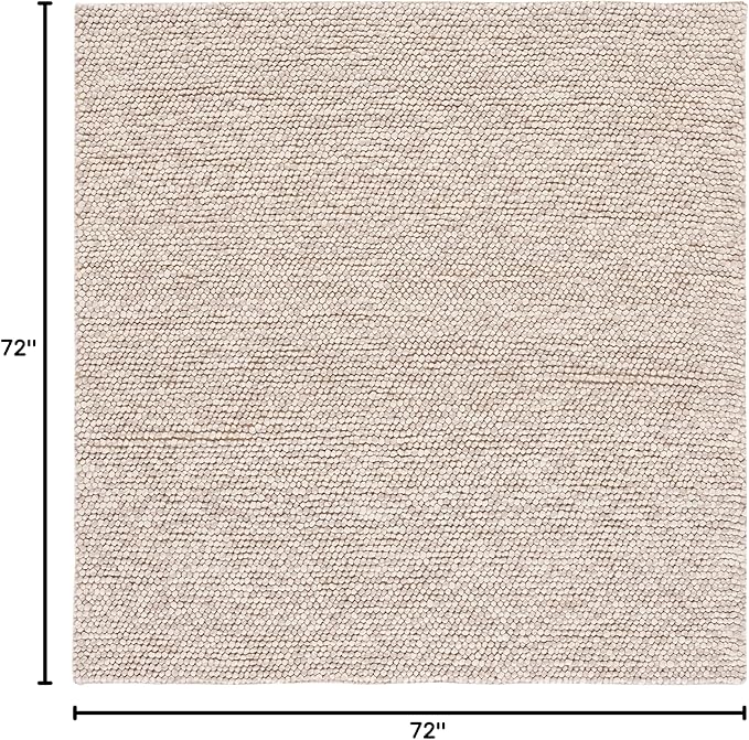 SAFAVIEH Natura Collection Area Rug - 6' Square, Beige, Handmade Wool Blend, Textured Design, Ideal for Living Room, Bedroom, Dining Space (NAT620B)