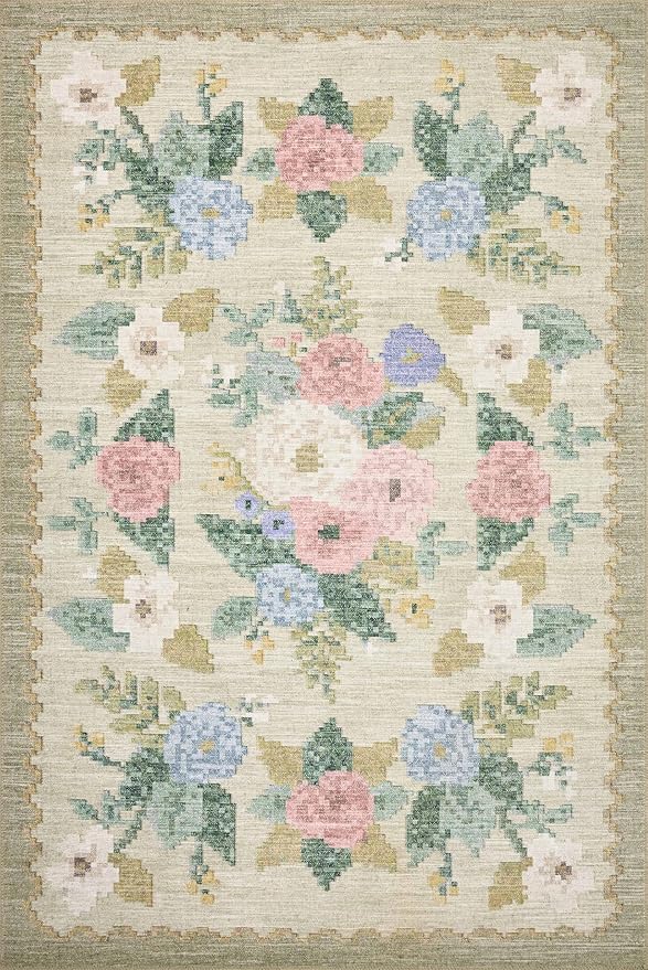 Loloi Rifle Paper Co. Rosa Collection RSA-02 Cream/Multi 7'-6" x 9'-6" Area Rug