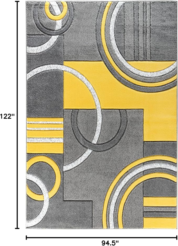GLORY RUGS Area Rug Modern Soft Hand Carved Contemporary Floor Carpet with Premium Fluffy Texture for Indoor Living Dining Room and Bedroom Area (8x10, Yellow)