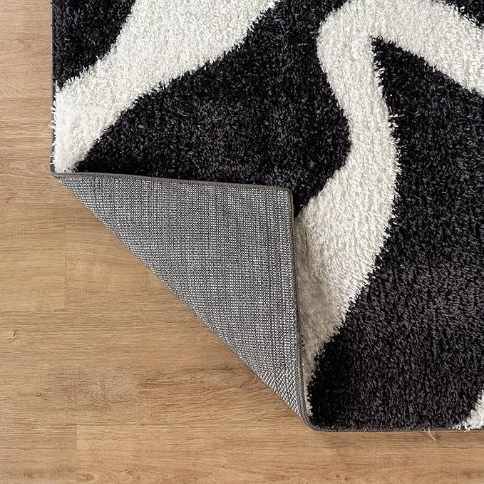 Rugshop Abstract Wavy Shag Area Rug Anthracite Dark Gray 2' x 3' Ideal for Entryways, Kitchens, or Small Spaces