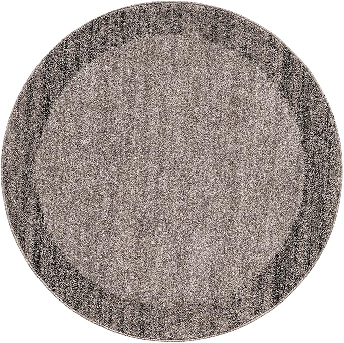 Rugs.com Angelica Collection Rug – 4 Ft Round Light Gray Medium Rug Perfect for Kitchens, Dining Rooms