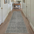 Grey Brown Runner Rug 2x8 Vintage Carpet Hallway Long Indoor Kitchen Washable Living Room Low Pile Traditional Distressed Retro Accent Throw Rug Non Slip Laundry Bathroom Office Dining Room