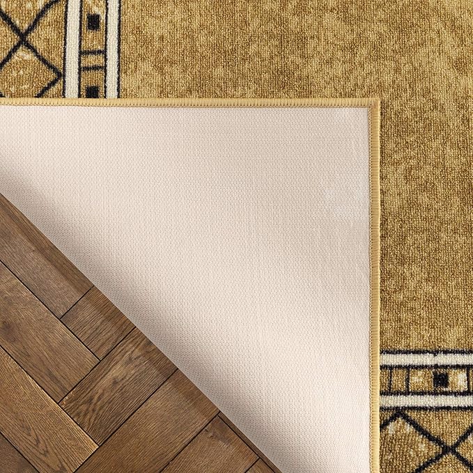 Antep Rugs Alfombras Modern Bordered 3x5 Non-Skid (Non-Slip) Low Profile Pile Rubber Backing Indoor Area Rugs (Brown, 3' x 5')