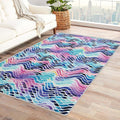 Colorful Wave Rug, 7x9 Rug, Abstract Watercolor Rugs for Living Room Bedroom, Watercolor Large Area Rug, Washable Rug Non Slip Soft Indoor Carpet, Colorful Wave Home & Room Decor
