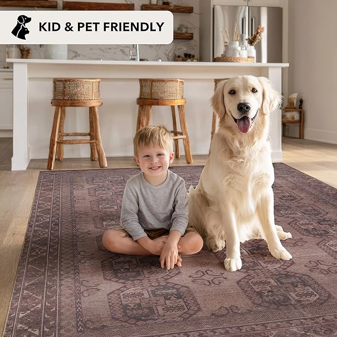 Kuden 2x3 Small Rug, Machine Washable, Non-Slip Backing, Vintage Style, Soft, Low Pile, Area Rugs for Entryway Kitchen Indoor Entrance