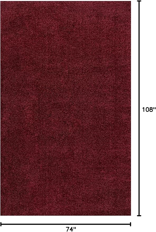 Eyely UES100Q-6 Supersoft Haze Solid Low-Pile Indoor Area Rug, Coastal, Bohemian, Minimalist, Classic, Casual for Bedroom,Kitchen,Living Room,Non Shedding,Easy-Washing, Red, 6 X 9