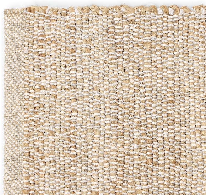 REDEARTH · Jute Cotton Area Rug - 6'x9' Rectangular Rug, Sustainable Handwoven, Non-Shedding, Soft & Durable – Reversible, Neutral Tones for Home Décor in Living Room, Dining Room, Bedroom