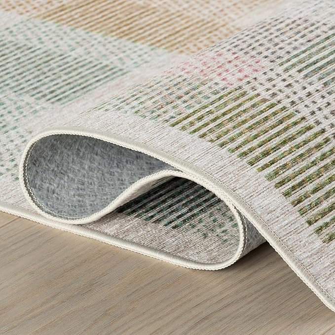 Dash & Albert Chanan Plaid Multi Machine Washable Rug, 9.5 X 13.5 Feet, Multicolored/Ivory Plaid Pattern