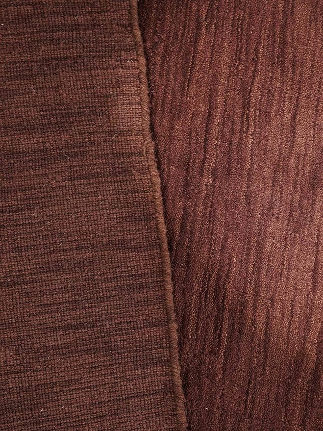 Hand Knotted Loom Wool ECO-Friendly Area Rugs - 6'7''x9'10'', Rectangle, Purple Color, Solid Plain Design, High Pile Thick Handmade Anti Skid Rugs for Living Room (L00111)
