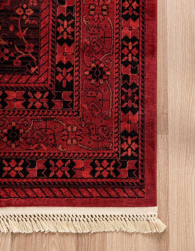 Unique Loom Tekke Collection Area Rug - Sheibani (3' 3" x 5' 3" Rectangle, Red/ Black)