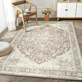 Bloom Rugs Washable Non-Slip 6' x 9' Rug - Light Brown Traditional Medallion Area Rug for Living Room, Bedroom, Dining Room, and Kitchen - Exact Size: 6' x 9'