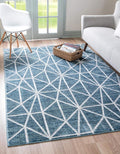 Rugs.com Lattice Trellis Collection Rug – 9' x 12' Blue Low-Pile Rug Perfect for Living Rooms, Large Dining Rooms, Open Floorplans