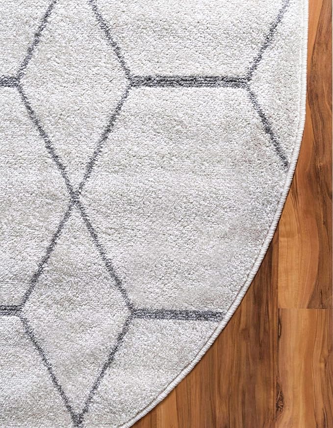 Unique Loom Trellis Frieze Collection Area Rug - Geometric (3' x 5' Oval, Ivory/ Gray)
