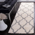 SAFAVIEH Dallas Shag Collection Runner Rug - 2'3" x 14', Ivory & Grey, Trellis Design, Non-Shedding & Easy Care, 1.5-inch Thick Ideal for High Traffic Areas in Living Room, Bedroom (SGD257F)