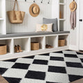 Rugshop Diamond Wave Pattern Shag Area Rug Anthracite Dark Gray 4' x 6' Ideal for Small Living Rooms, Offices, or Beside The Bed