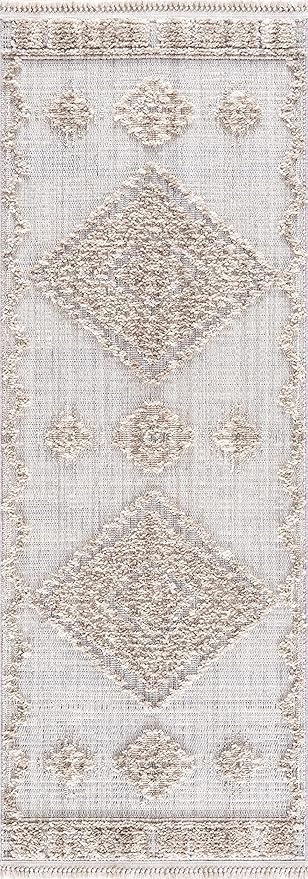 Hauteloom Ampusungan Living Room, Bedroom Area Rug - Geometric - Charcoal, Cream, Beige - 2' x 3'