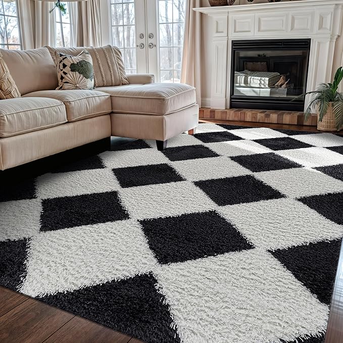 Rugshop Diamond Wave Pattern Shag Area Rug Anthracite Dark Gray 5' x 7' Great for Bedrooms, Living Rooms, or Under Coffee Tables