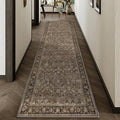 HUGEAR 2x12 Runner Rug Machine Washable Brown Hallway Area Rug Indoor Accent Rug Floral Low Pile Carpet Soft Throw Rug Bedroom Living Room Office Dining Room Kitchen Laundry Room Non Slip