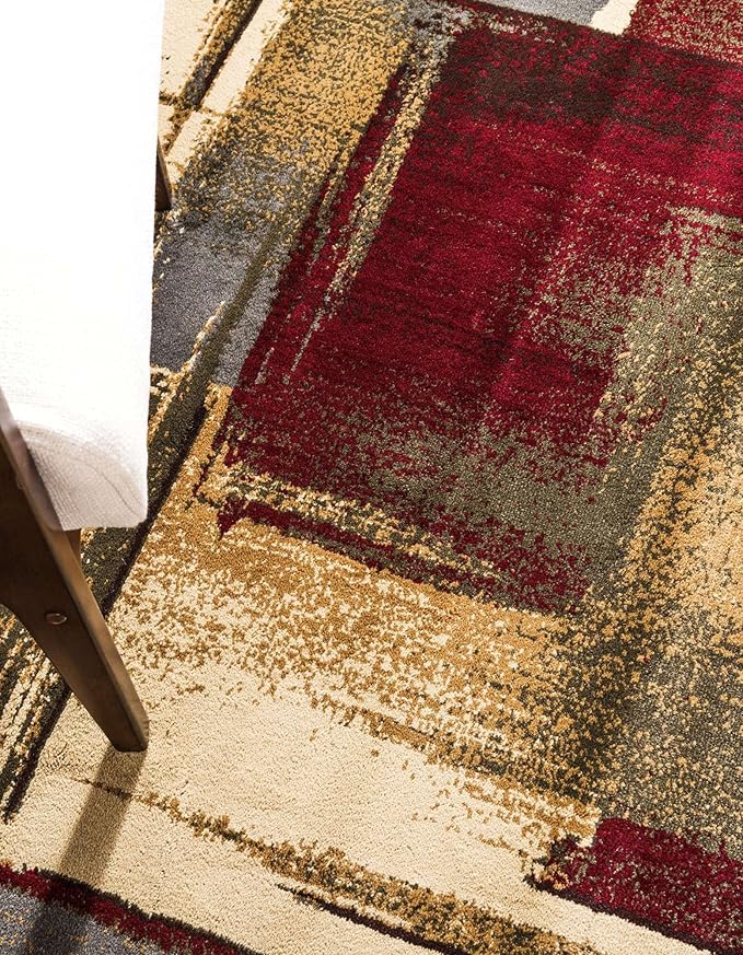 Unique Loom Barista Collection Area Rug - Timor (7' 10" x 10' Oval, Multi/Red)