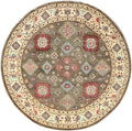 Taupe Brown Special Kazak with All Over Pattern Natural Dyes Organic Wool Hand Knotted Round Oriental Rug (9'x9')
