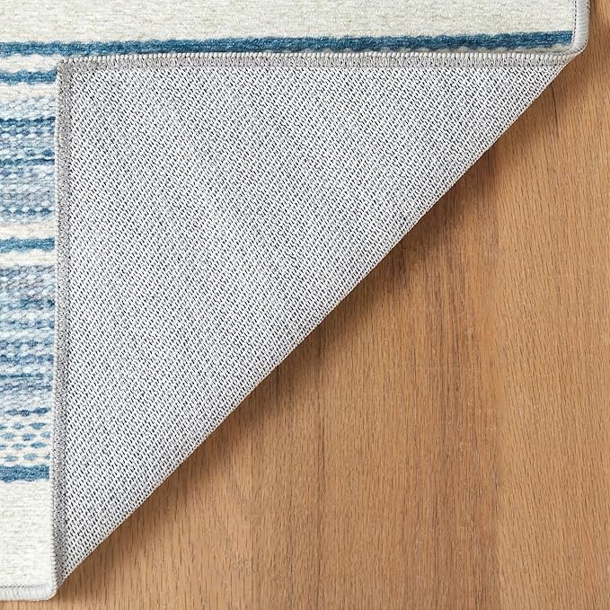 Dash & Albert Ellington Stripe Blue Machine Washable Rug, Runner-2.5 X 8 Feet, Blue Stripe Pattern