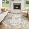 6ft Round Area Rug Living Room Rugs - 6x6 Washable Neutral Modern Abstract Soft Thin Rug Indoor Floor No Slip Rug Carpet for Bedroom Under Dining Table Home Office Decor - Golden Grey