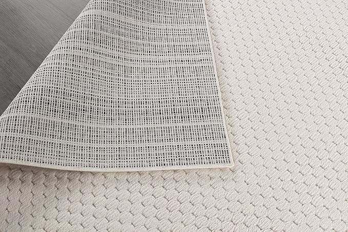 CAMILSON Modern Runner Rug 2x7 Luxury Pebble Pattern Micro Loop Hallway Rugs Soft High-Low Pile Stain Resistant Easy to Clean Non-Shedding Durable Entryway Kitchen Indoor Area Carpet (White)