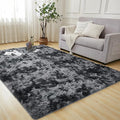 Andency Soft Area Rugs for Living Room Bedroom, 4x6 Non-Slip Fluffy Shag Carpet, Indoor Floor Fuzzy Shaggy Living Room Plush Rug for Kids Dorm Nursery Home Decor Aesthetic, Tie-Dyed Dark Grey
